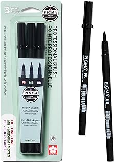 Sakura Pigma Professional Brush Pens, Black, Brush Nibs, 3 Pack