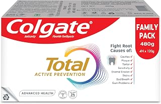 Colgate Total Advanced Health Toothpaste, Toothpaste with 12-Hour Protection, Whole Mouth Health Pack of 4 (120g/4.2oz x 4 = 480g/17oz)