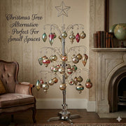 Hohiya Rotating Ornament Tree, 47 Inch, Chrome Silver