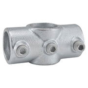 1" Size Two Socket Cross Pipe Fitting (1.375" Fitting I.D.) by Global Industrial – 2"L x 4"W x 2"H, Galvanized Iron, Gray, Model 798725