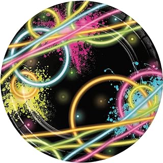 "Creative Converting 8 Count Sturdy Style Paper Dessert Plates, 7"", Glow Party", small plates (318131)