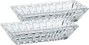 Nachtmann Bossa Nova, Rectangular Serving Bowl, Set of 2, 6 Inch in Length, Rectangle, Glass Bowls for Kitchen, Clear Crystal Glass Dish for Side Dishes, Fruit, Dessert, Grapes, Snack Serving Plates