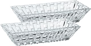 Nachtmann Bossa Nova, Rectangular Serving Bowl, Set of 2, 6 Inch in Length, Rectangle, Glass Bowls for Kitchen, Clear Crystal Glass Dish for Side Dishes, Fruit, Dessert, Grapes, Snack Serving Plates