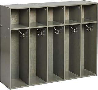 ECR4Kids Streamline 5-Section Toddler Coat Locker with Cubby Storage, Kids Furniture, Grey Wash