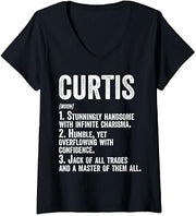 Womens First Name Shirt Curtis Definition Personalized Name Funny V-Neck T-Shirt