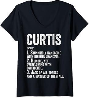 Womens First Name Shirt Curtis Definition Personalized Name Funny V-Neck T-Shirt