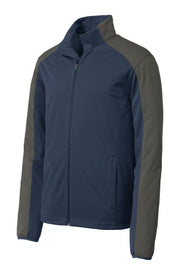 Active Colorblock Soft Shell Jacket. J by Port Authority – Cotton, Dress Blue Navy/ Grey Steel, Model 1107522
