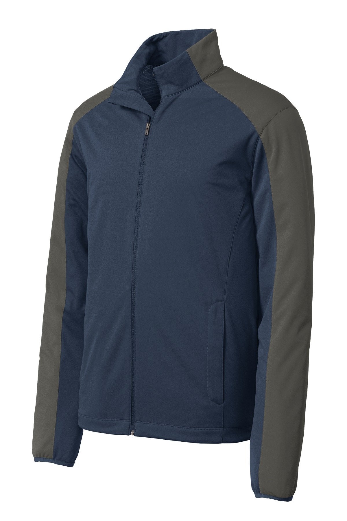 Active Colorblock Soft Shell Jacket. J by Port Authority – Cotton, Dress Blue Navy/ Grey Steel, Model 1107522