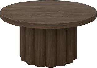 Henn&Hart 32" Scandinavian Fluted Coffee Table, Heritage Oak