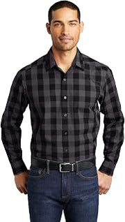 Port Authority Men's Everyday Plaid Button-Down Shirt Black