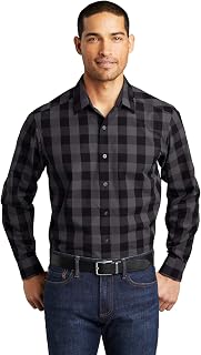 Port Authority Men's Everyday Plaid Button-Down Shirt Black