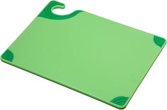 San Jamar Saf-T-Grip Cutting Board With Molded-In Ruler, Plastic Chopping Board for Kitchen, 9" x 12" x 0.35", 6 Count, Green