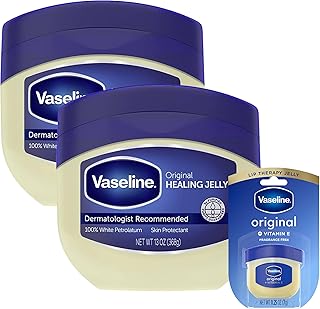 Petroleum Jelly Value-Size 2-Pack + Mini Vaseline Lip Therapy Original with Vitamin E for Soft, Smooth Skin & Lips