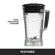 Waring Variable Speed Control Dial 1,000 to 17,000 RPM / 64 Ounce Copolyester Container Jar / 64 Ounce Cont Countertop Blenders