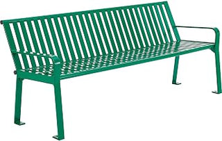 Global Industrial 4 ft. Outdoor Park Bench with Back, Vertical Steel Slats