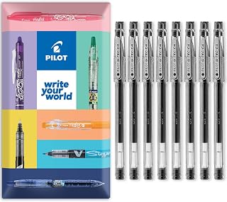 PILOT G-Tec C4 Gel Ink Rollerball Pen - 0.4mm Nib - 0.2mm Line - Black Ink - Pack of 8 Pens in Envelope Gift Packaging