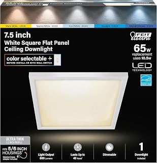 Feit Electric Square LED Ceiling Light, Fit 6 Inch Can, 5CCT - 4 Pack