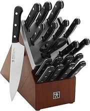HENCKELS Solution Self Sharpening 20-Pc Knife Set, German Engineered, Brown | Automatically Sharpens Knives When Stored in The Knife Block. Dishwasher Safe, Comfortable Handle, Effortless Cutting.