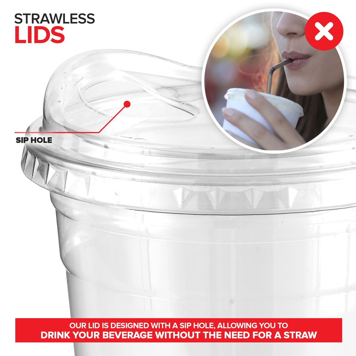 24 oz Clear Plastic Cups with Lids Disposable by Stock Your Home – 2 Pack Pack of 250, 24.0 ounces, Plastic, Clear, Pack of 500