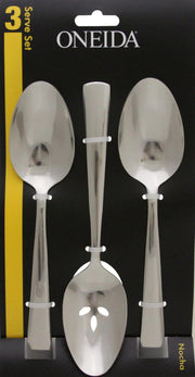 Nocha Everyday Flatware Serving Spoons by Oneida – Set of 3, 18/0 Stainless Steel, Silverware Set, Pack of 3, Model H098003F