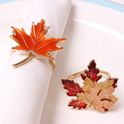 Mokylor Maple Leaf Napkin Rings, Zinc Alloy, Set of 8, Orange
