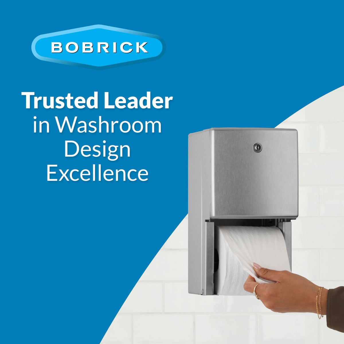 Surface-Mounted Multi-Roll Toilet Tissue Dispenser by Bobrick – 6" Width x 6" Depth x 11" Height, Stainless Steel, Silver, Model B-4288