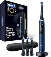 Oral-B Rechargeable Electric Toothbrush, iO9 Genius, 7 Cleaning Modes, Interactive Display, Charging Travel Case, Visible Pressure Sensor, 4 Brush Heads, Sapphire Blue