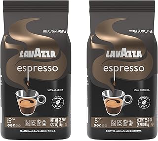 Lavazza Espresso Whole Bean Coffee, Medium Roast, 100% Arabica, 2.2 lb Bag - (Pack of 2)
