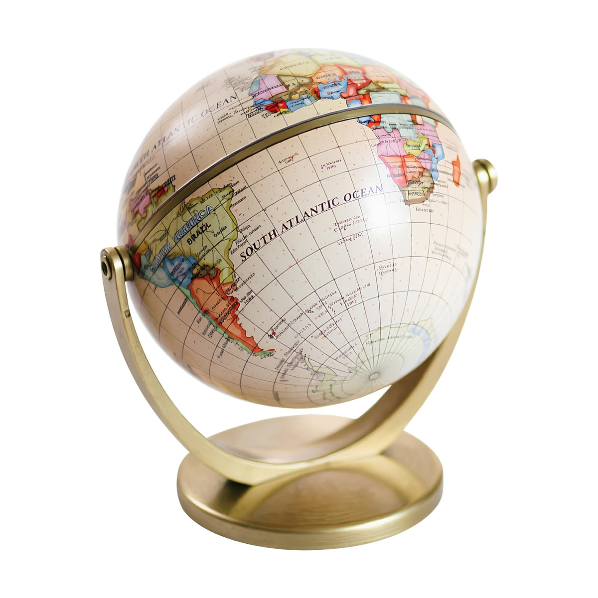 Mini Antique Globe by HOLMZCED – Plastic, Yellow, Model world globe