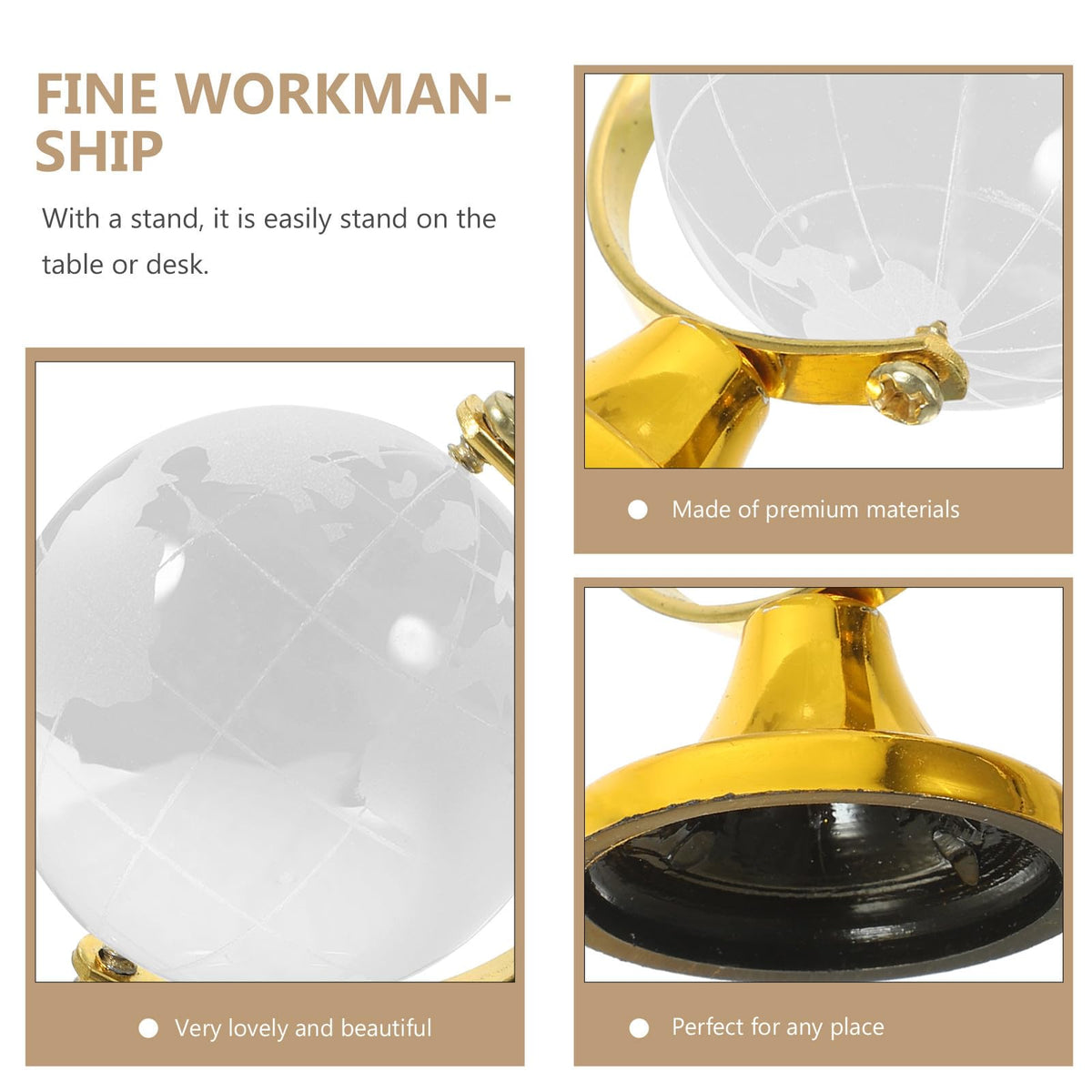 Crystal Globe Decoration with Stand for Office and Home Use by YARNOW – Golden, Model 23C14037TG