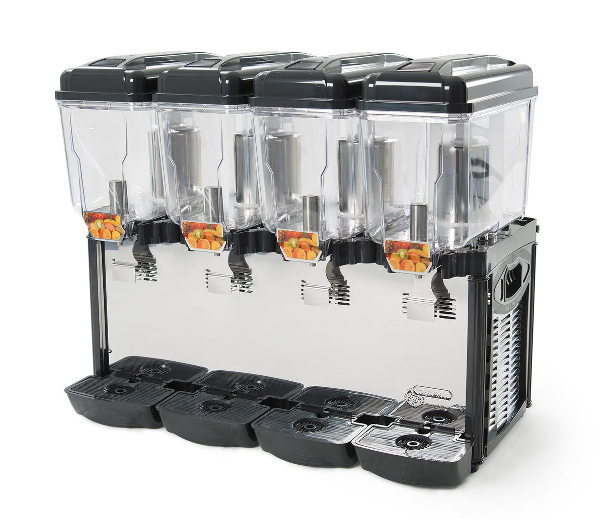 Cofrimell (4) 3-Gallon Refrigerated Pre-Mix Drink Dispensers by Eurodib – 10.4 gallons, Stainless Steel, Silver, Model CD4J