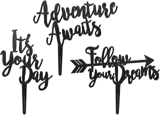 DecoPac Adventure Skewers, Assorted Cake Decorations For Graduation Bakes, Retirement Party, New Job Celebrations, Pack of 12, Black
