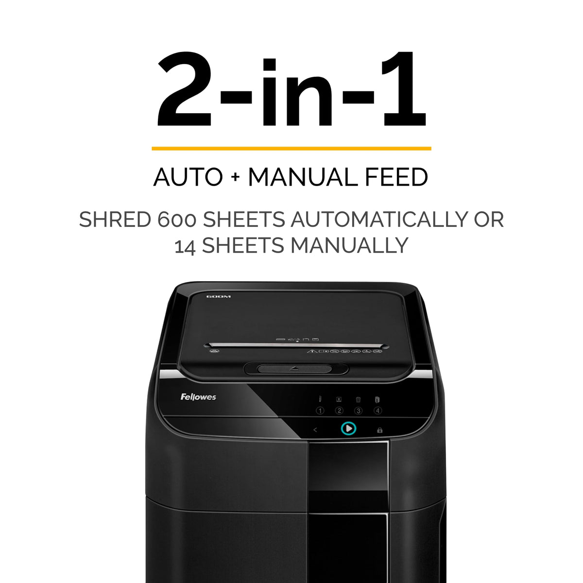 AutoMax 600M 2-in-1 Heavy Duty Auto Feed Commercial Paper Shredder with Micro-Cut by Fellowes – Micro-Cut, 83.0 liters, Black, Model 4657301