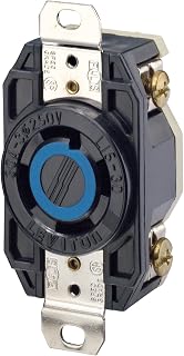 Leviton 2720 30-Amp, 250V 3-Phase, Flush Mounting Locking Receptacle, Industrial Grade, Grounding, V-0-MAX, 10 Pack, Black