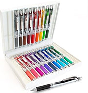 Pentel EnerGel XM BL77 Retractable Liquid Gel Ink Pen - 0.7mm - 54% Recycled - Full Range of 20 Colours in Pearl Desk Set Gift Box - Quick-Drying Refillable Ink Smooth Writing Pens for Office & Gifts