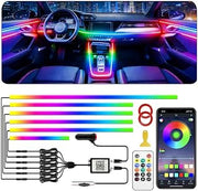 Interior Car LED Strip Lights, Acrylic LED Lights for Car with Dynamic Dreamcolor Chasing, Ambient Lighting Kits Music Sync Wireless APP and Remote Control (6 in 1) 175 inches 593 LEDs