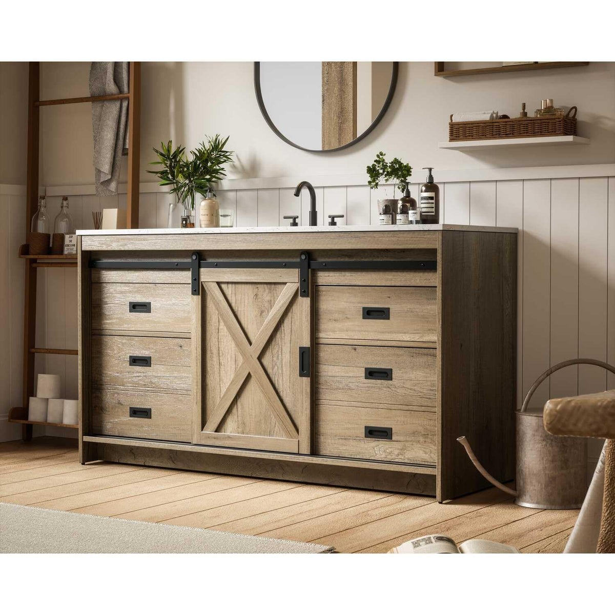 Austin Bathroom Vanity Natural Oak by Lighting Design – Engineered Wood, Natural Oak, Model VF90560NT