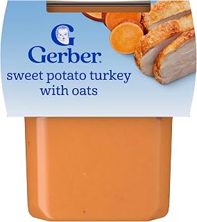 Gerber Stage 2 Sweet Potato Turkey with Oats Puree Tubs, 4 Oz, 2 Pack