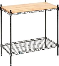 Nexel Wire Display Unit, 36" x 18" x 34", Solid Hardwood Butcher Block Top, 2 Tier Black Epoxy Powder Coat, Adjustable Shelves, 800lb Per Shelf Capacity, Leveling Feet with Glides
