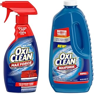 OxiClean Max Force Laundry Stain Remover Spray, 12 fl oz + 48 Fl Oz Refill Bottle Kit 60 Fl Oz Total