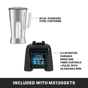 Programmable Blender with Variable-Speed & 48 oz. Copolyester Jar by Waring – 64 Ounce Stainless Steel Jar, 64.0 fluid_ounces, Plastic, Stainless Steel Container, Model MX1300XTS