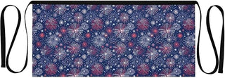 Independence Day Fireworks 3-Pocket Server Apron Professional Waist Apron for Waitress, Bartender & Restaurants, Water-Resistant Half Apron for Men Women