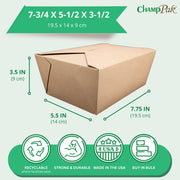SCT ChampPak™ Disposable Takeout Kraft Meal Tray w/ Lid (160 Quantity) by SOUTHERN CHAMPION TRAY – 7-3/4" x 5-1/2" x 3-1/2", Cardboard, Kraft, Pack of 160, Model 0764