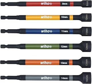 Wiha 70487 Color Coded Magnetic Nut Setter Set, 6 Inch Metric, 6 Piece
