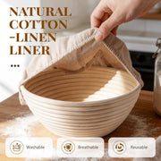 Bavify Bread Proofing Baskets, 9 Inch Round Rattan, Set of 2 Natural