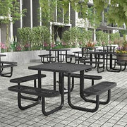 Flash Furniture Commercial Grade Square Outdoor Picnic Table - Black, 79.75"W x 28.75"H