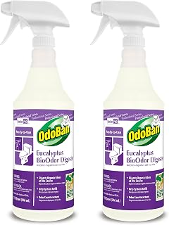 OdoBan Professional Cleaning Ready-to-Use BioOdor Digester Harsh Aroma Counteractant, Made in the USA, Eucalyptus Scent, 2-Pack, 32 Ounce Sprays Each