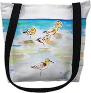Betsy Drake TY1090S 13 x 13 in. Five Sanderlings Small Tote Bag
