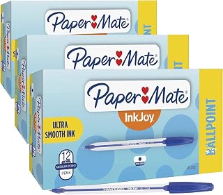 Paper Mate InkJoy 50ST Ballpoint Pens, Medium Point (1.0mm), Blue, 12 Count (Pack of 3)