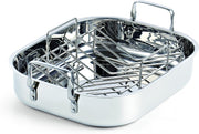 Cooks Standard Classic Stainless Steel Roaster Pan with Rack, 16 x 13 Inch, Silver